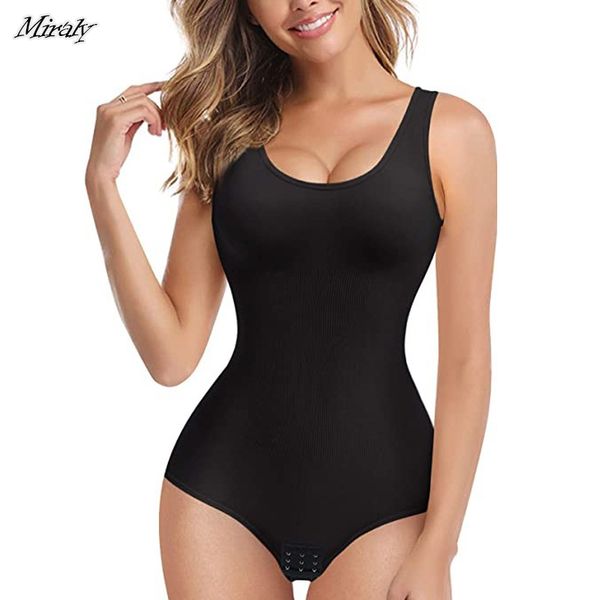 

women's shapers women seamless shapewear bodysuit waist trainer slim full body shaper tummy control romper round neck jumpsuits slimme, Black;white