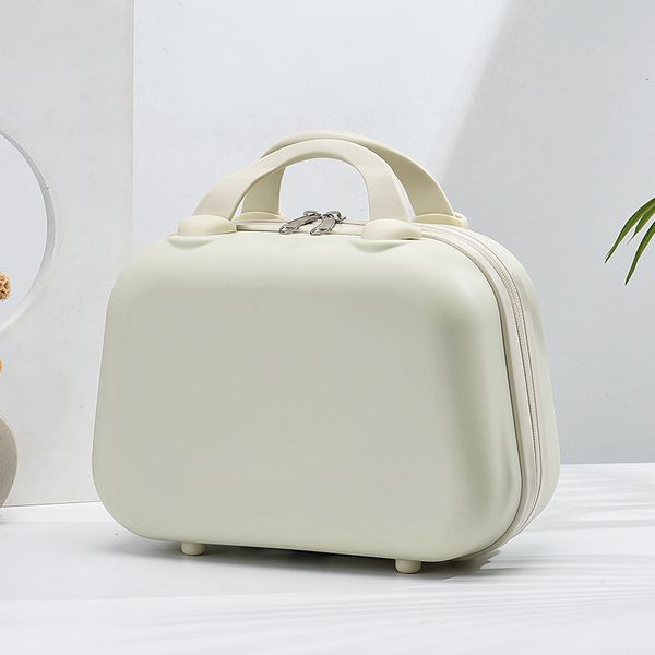 

duffel bags mini 14 inch portable luggage simple solid color female gift storage light boarding organizer cosmetic case suitcase for women 2