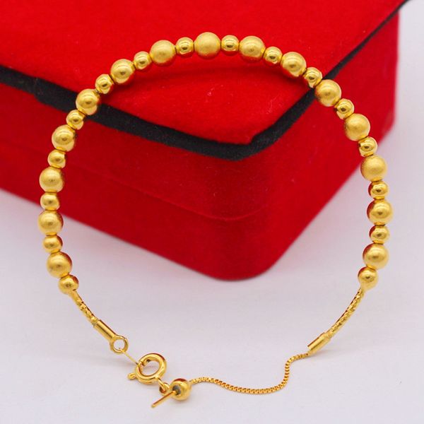 

adjust beads bangle women girls classic fashion jewelry solid 18k yellow gold filled perfect pretty gift, Black