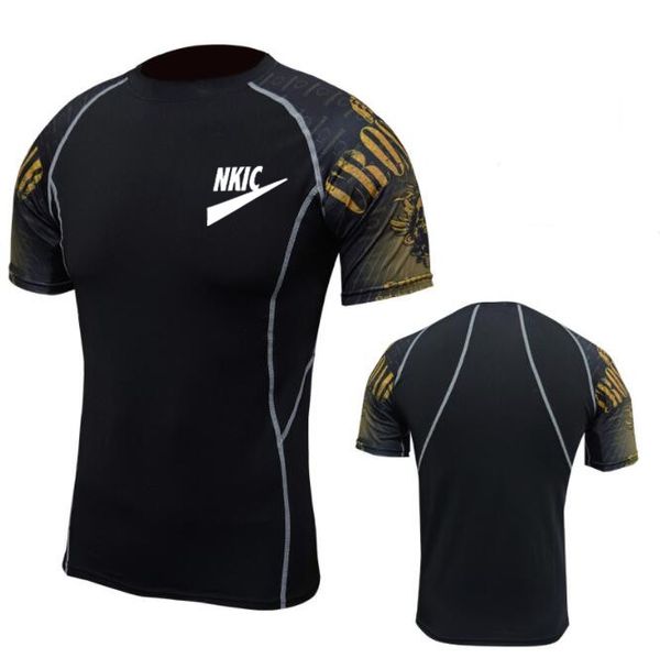 

men quick dry running shirt compression fitness breathable gym t-shirts clothing male sport shirts men, White;black