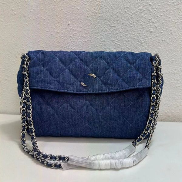 

new street trends for 2023 evening bags piping chain one shoulder denim large bag