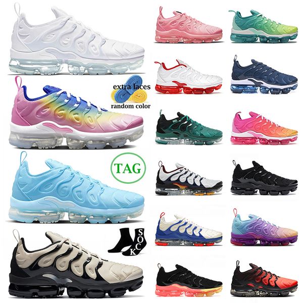 

2023 arrival tn plus og running shoes men women triple white pink spell university blue light bone bubblegum lemon lime cherry navy blue fre