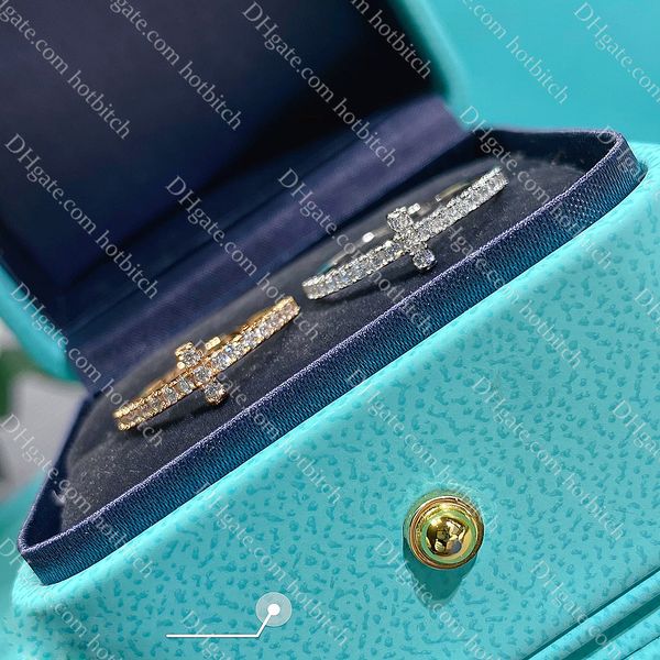 

designer letter ring fine diamond band rings for women engagement rings luxury wedding jewelry anniversary gift with box, Silver
