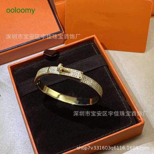 

hemrres designer bracelet pig nose half diamond buckle bracelet 925 silver plated 18k rose gold full sky star couple style d4gh, Black