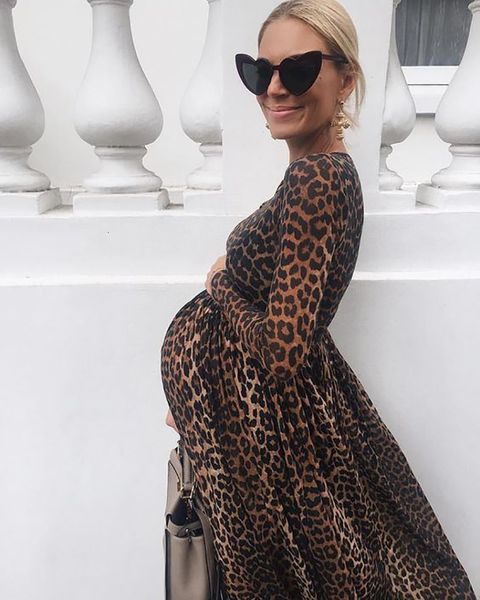 

maternity dresses pography long sleeve round neck leopard print ruffled pregnant dress elegant together clothes 230424, White