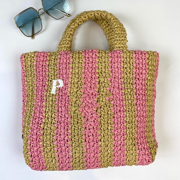 

7a quality weave straw small triangle shoulder bags mens pochette handbag designer bags luxury womens summer hobo tote bag prad beach crossb