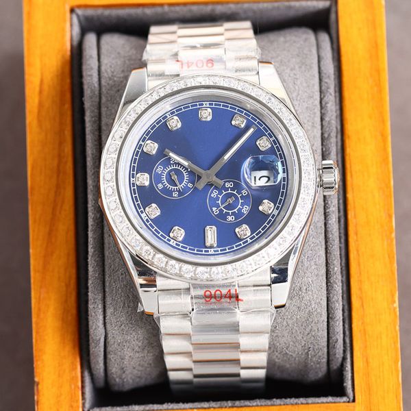 

diamond watch mens watch automatic mechanical watch stainless steel strap wristwatch waterproof design montre de luxe 41mm 4 pointers shinny, Slivery;brown