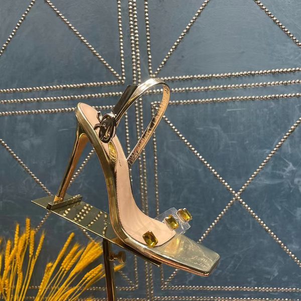 

gianvit ross fashion sandals designer shoes womens high heels water diamond decoration pvc ankle strap square toe open toe patent leather, Black