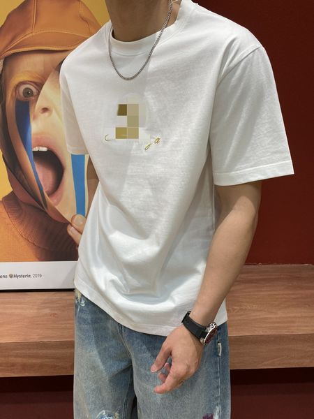 

2023 new embroidery and casual short -sleeved men's t -shirts use 240 grams of weighty cotton fabric, White;black