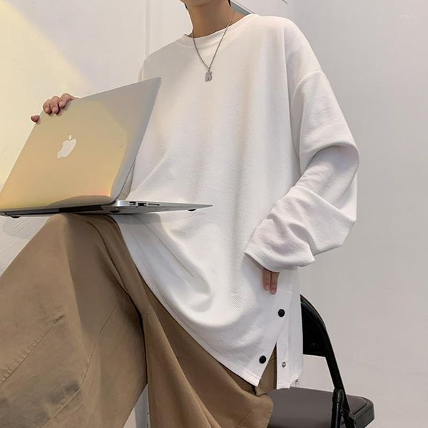 

men's t shirts -youth solid oversized y2k graphic long sleeve 2023 streetwear harajuku t-shirt button korean fashion tees 5xl 123 bn5, Slivery;golden