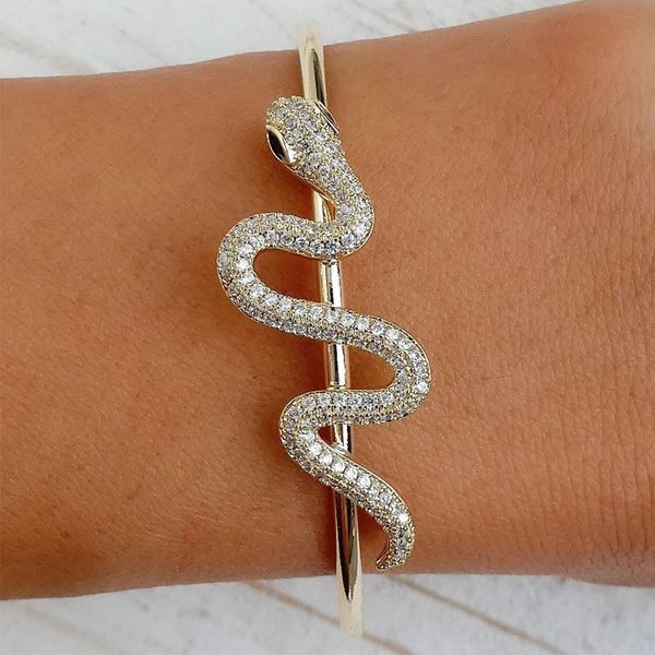 

designer bracelet exaggerated alloy diamond snake shaped bracelet with a small design sense french bracelet female, Black