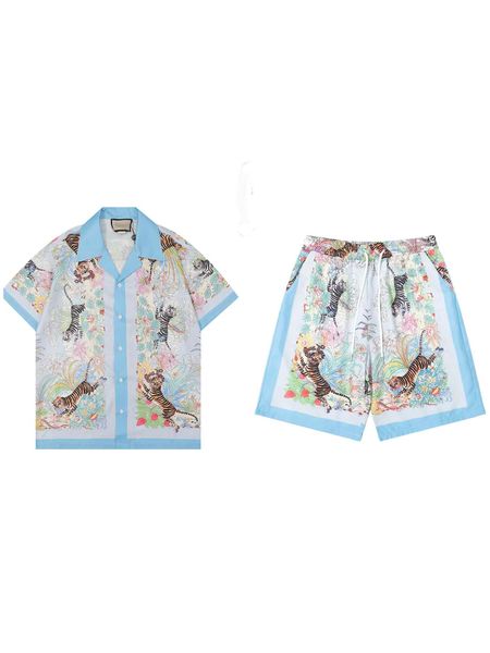 

2023 new designer shirts mens fashion geometric print bowling shirt hawaii floral casual shirts men slim fit short sleeve variety, Gray