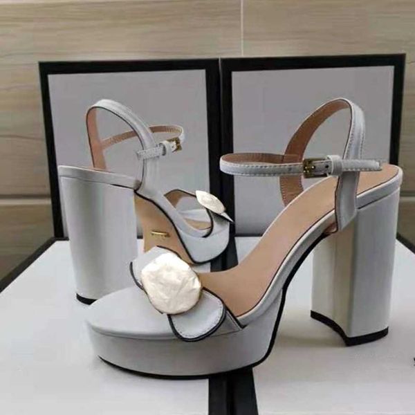 

wedding ggity sandals leather super office high heels designer open toe platform summer fashion waterproof shoes rough fish mouth temperamen, Black