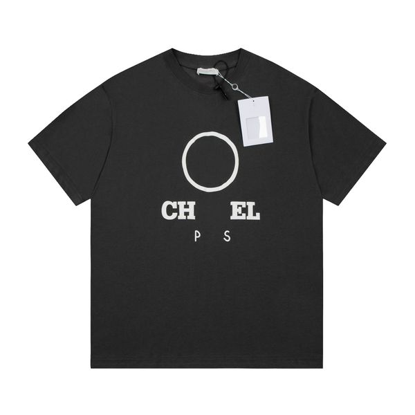 

designer t-shirt summer cotton short sleeve wavy t-shirt men's and women's couples luxury t-shirt fashion solid color senior high-, White;black