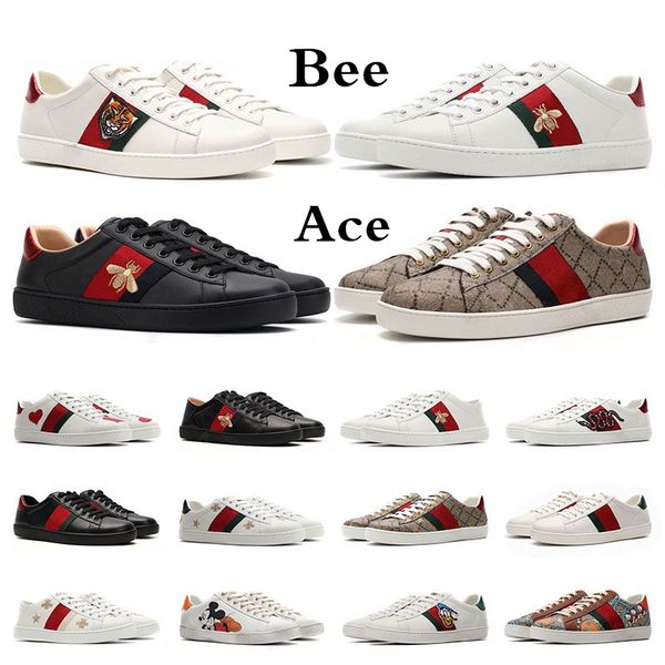 

men women casual shoes ace bee stars embroidered canvas genuine leather sneakers bees outdoor mens womens sports trainers size 35-45, Black