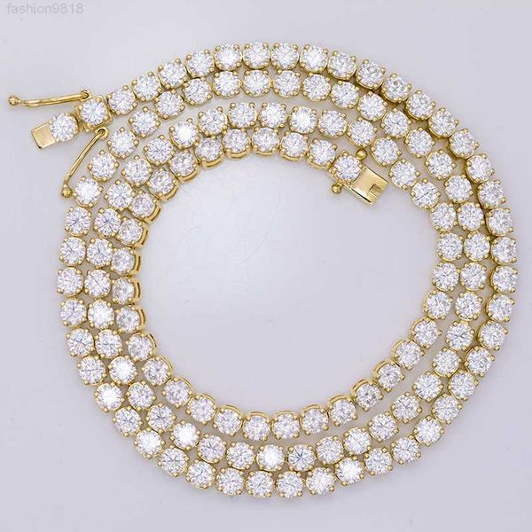 

hip hop chain moissanite 925 sterling silver 10k 14k 18k gold jewelry 3mm 4mm 5mm vvs diamond tennis necklace