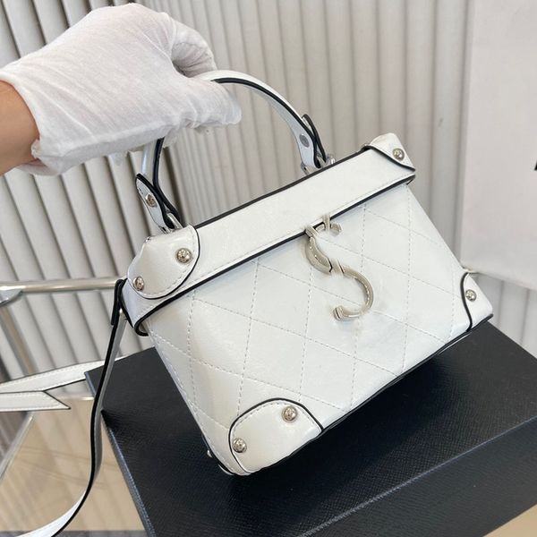 

women designer crossbody vanity box bag aged silver metal hardware with handle real leather cosmetic case purse large capacity clutch handhe