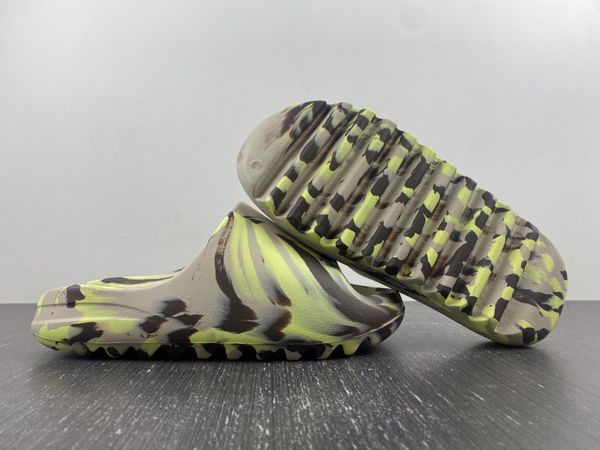 

2023 designer slides sandal slippers camouflage size us4-13 desert sand bone glow green enflame orange ochre resin soot mineral sandals men, Black