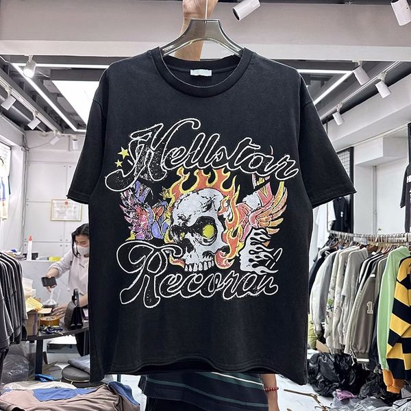 

2023ss print t-shirt men's plus tees women 1 quality vintage t shirt, Black;brown