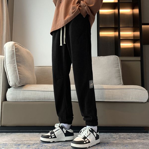 

men's pants 2023 autumn and winter plush corduroy casual sports 230425, Black
