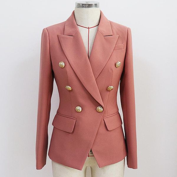 

pants new 2023 runway designer blazer jacket women's classic lion buttons double breasted slim fit blazer pale mauve, White