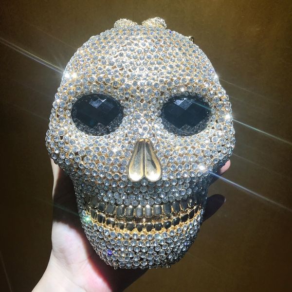 

evening bags xiyuan skull cocktail prom blue silve clutch purse women gala party bag luxury handbag crystal evening bag chain bag 230424