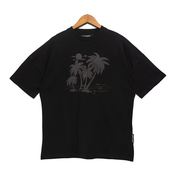 

s2 new designer pa t-shirt luxury tees print palms t shirts mens womens angle short sleeve casual streetwear clothing clothes, White;black