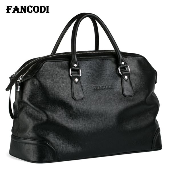 

evening bags fashion men leather travel bag genuine luggage duffle overnight weekend shoulder tote handbag black 230424
