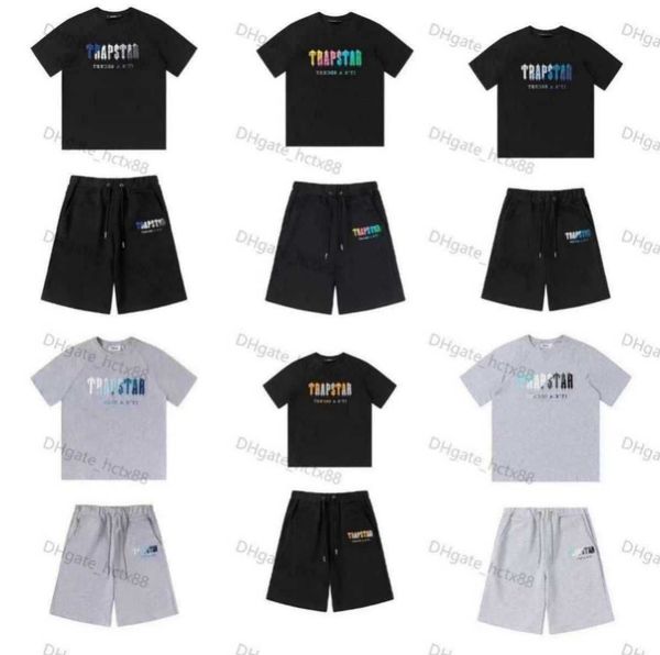 

men's t-shirts trapstar t shirt designer shirts towel embroidery letter luxury black and white grey rainbow color summer sports fashion, White;black
