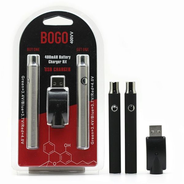 

bogo 400mah pre-heat battery pole plastic packaging 510thread 2 pieces vape pen