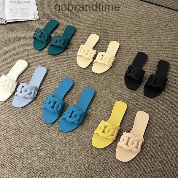 

h slipper oran designer sandals slippers shoes pig nose flat wear out summer fashion fairy cool 2023 soft bottom sandals temperament