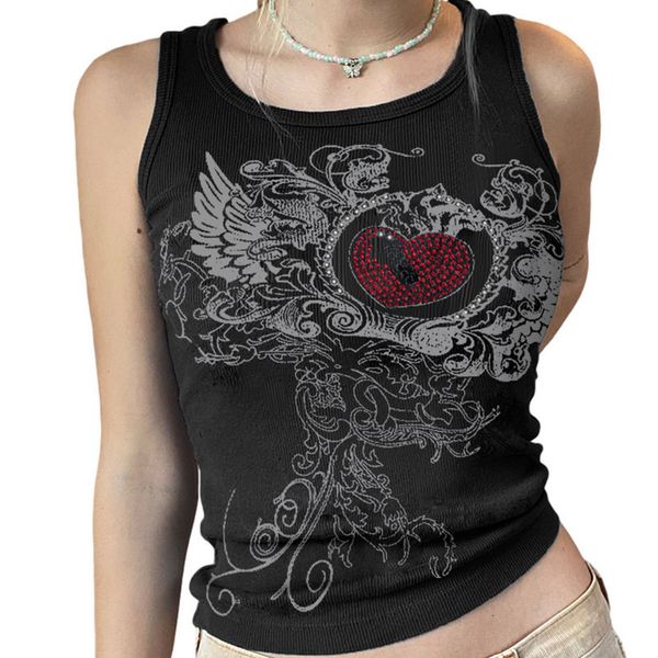 

womens tanks camis ladies slim camisole women crop summer clothes girls creative plant round collar sleeveless base shirt 230424, White