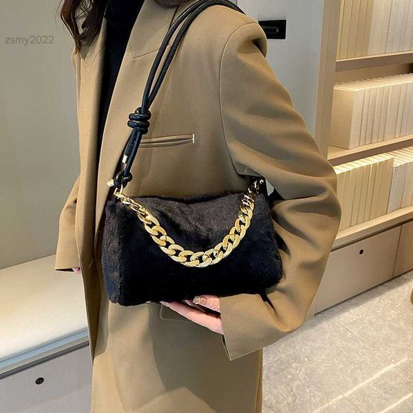 

totes winter plush shoulder bags for women fashion cylinder crossbody bag cute purses and handbags designer satchel chain armpit bag