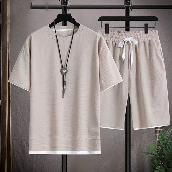 

men's tracksuits style chihuafuge short-sleeved trousers t-shirt suit men's half-sleeved clothes with fashionable casual sports su, Gray