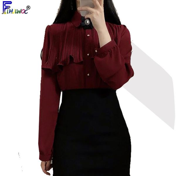 

women's blouses shirts spring cute sweet vintage ruffled s button elegant formal white 1 230424