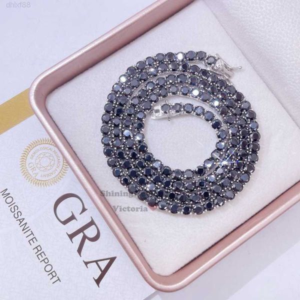 

sterling silver white gold plating gra 3mm 4mm vvs black moissanite jewelry