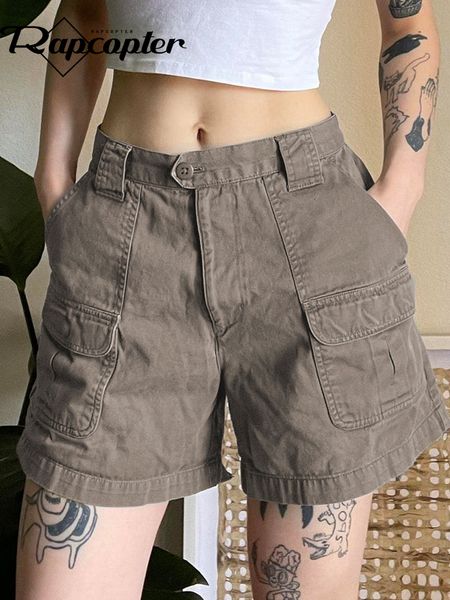 

women's shorts rapcopter y2k grey shorts pockets harajuku prepply vintage high waisted pants women basic casual grey summer shorts home, White;black