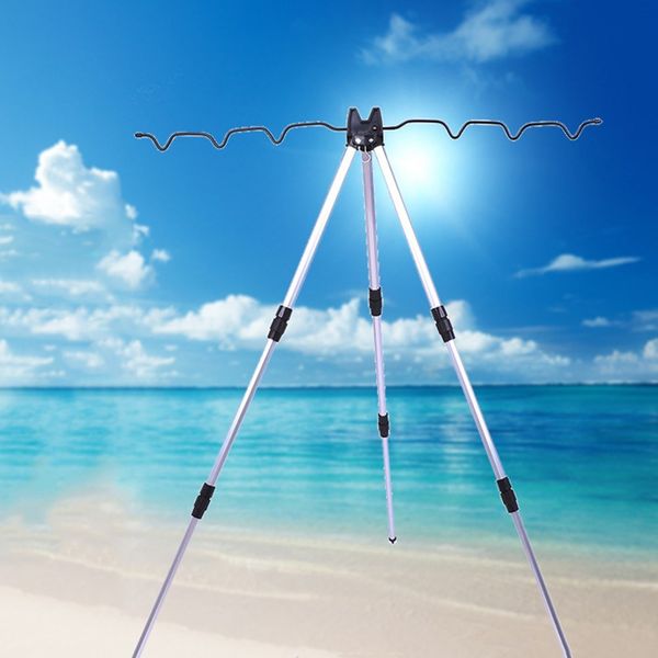 

aluminum alloy telescopic fishing rod stand sea fishing rods tripod adjustable 3 sections fishing accessory