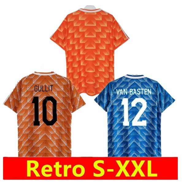 

retro netherlands 1988 home away soccer jerseys van basten gullit koeman vintage holland shirt classic kit, Black;yellow