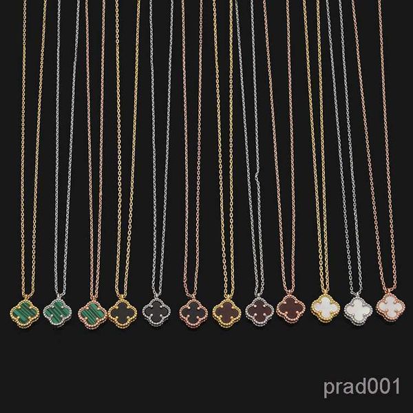 

womens luxury designer necklace fashion mini flowers four-leaf clover necklaces 18k gold stainless steel necklaces jewelry, Silver