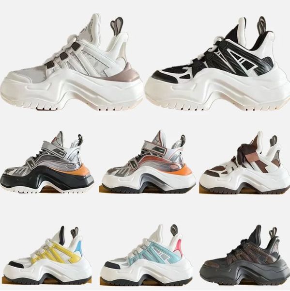

archlight designer woman sneakers runway dress shoes lace up white trainer chunky trainers leather sneakers siez 35-41, Black