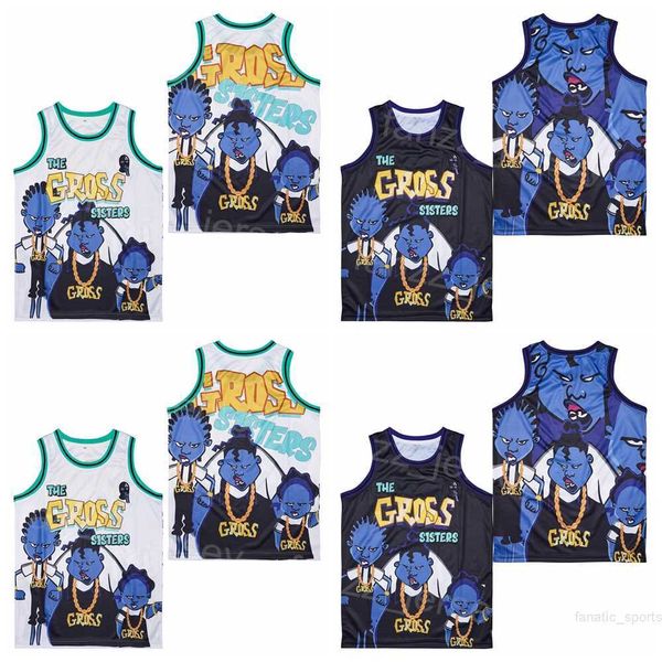 

basketball the gross sisters movie jersey hiphop high school pullover college vintage breathable all stitched team pure cotton retro for spo, Black