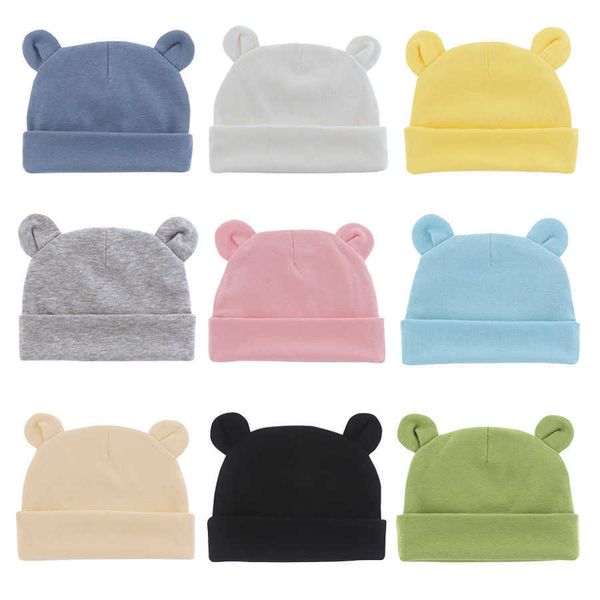 

caps soft hat beanie cotton infant bonnet baby cap for girls boys kids hats newborn pgraphy props accessories 0-12m p230424, Yellow