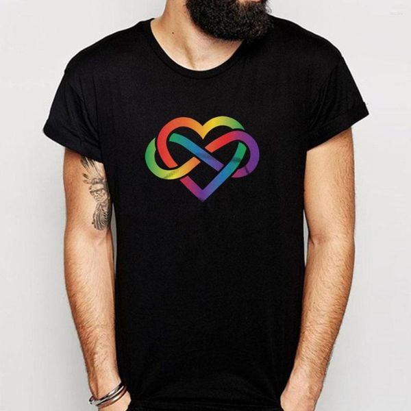 

men's t shirts rainbow infinity heart shirt, White;black