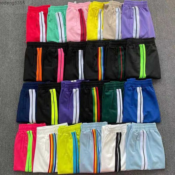 

men's t-shirts designer men palm pant print fashion style long pants casual mens rainbow jogger stripes drawstring asian size, White;black