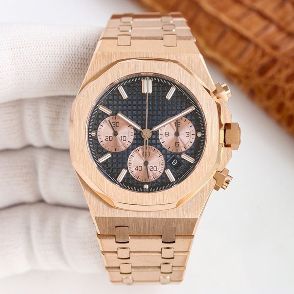 

chronograph mens watch 41mm automatic mechanical movement watch luminous waterproof fashion business wristwatches montre de luxe, Slivery;brown