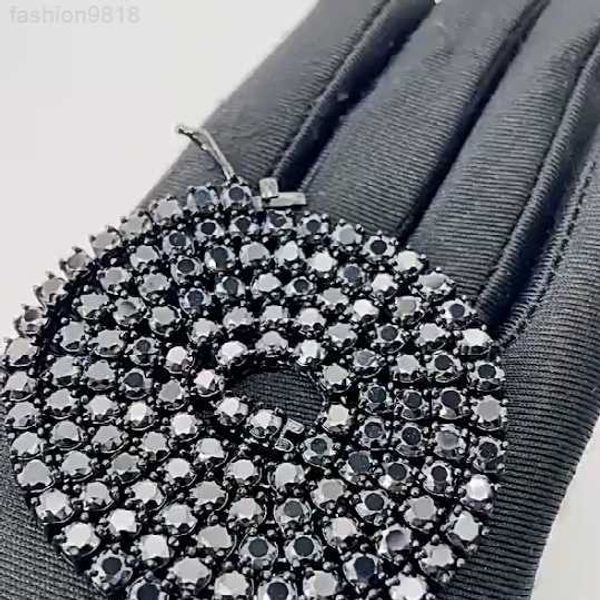 

custom tennis necklace 3mm black moissanite diamond tennis chain, Silver