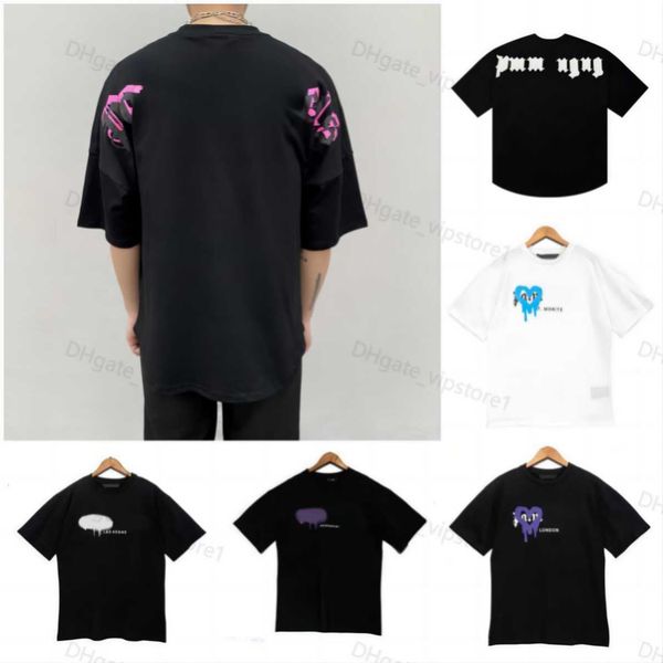 

23ss men's tshirts t shirt palms palmangel city designer limited inkjet graffiti letter printing men's women's sailboat short, White;black