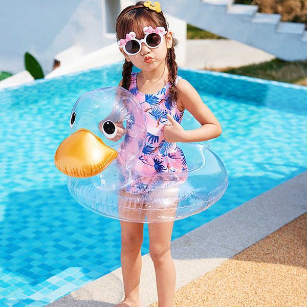

life vest buoy children transparent duck swimming ring kid water duck sitting ring pvc inflatable swimming circle summer water play j230424