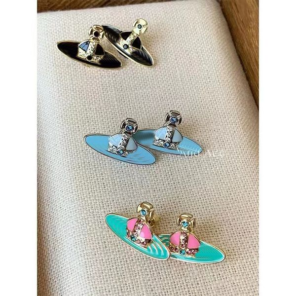 

designer saturn stud woman earrings with logo 7 style classic diamond stud earrings diamond no allergies never fade, Golden;silver